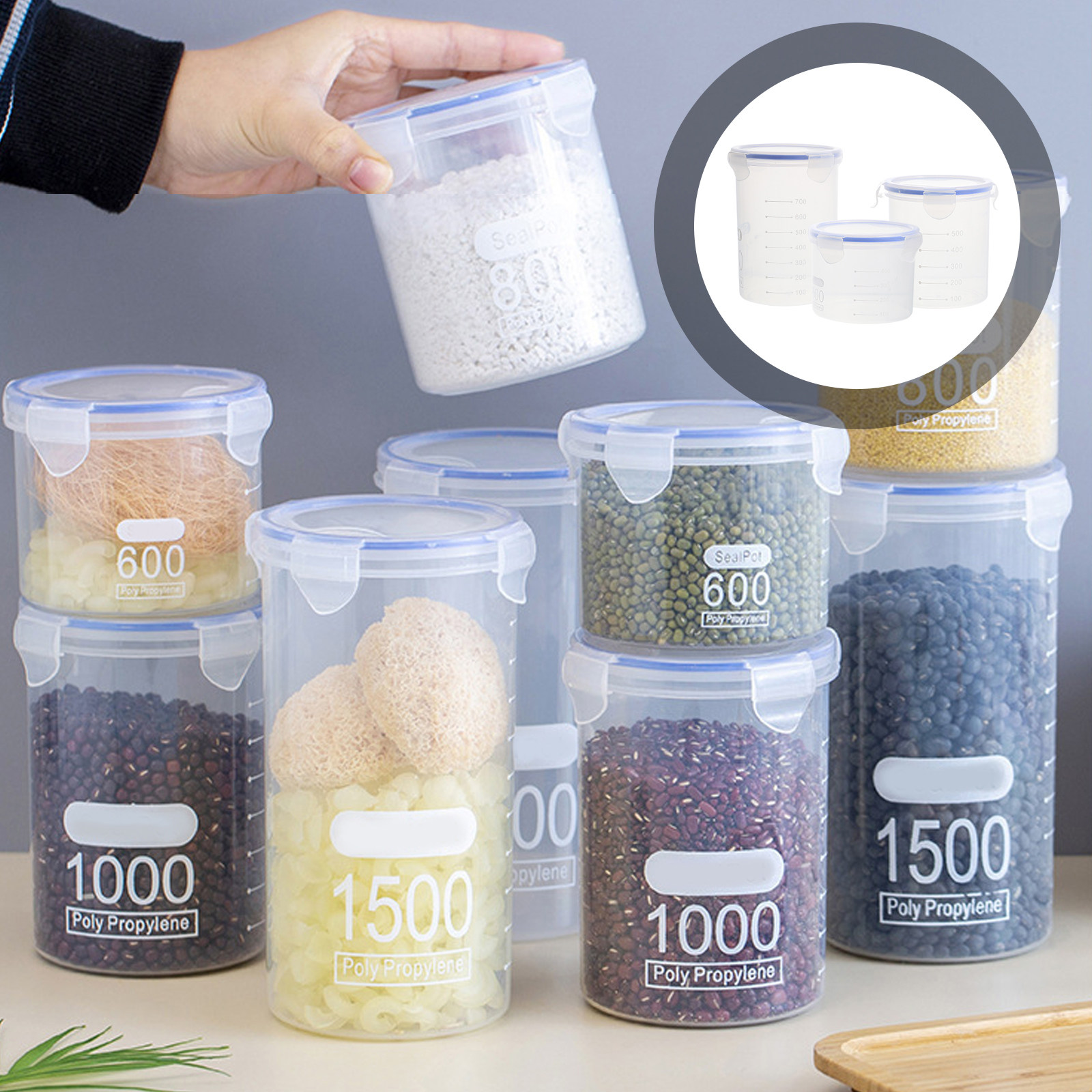 Food Storage Containers - 6 recipientes herméticos para almacenamiento, recipientes