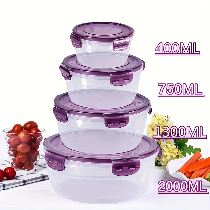 Food Storage Meals - 4 Recipientes de Plástico para Almacenamiento