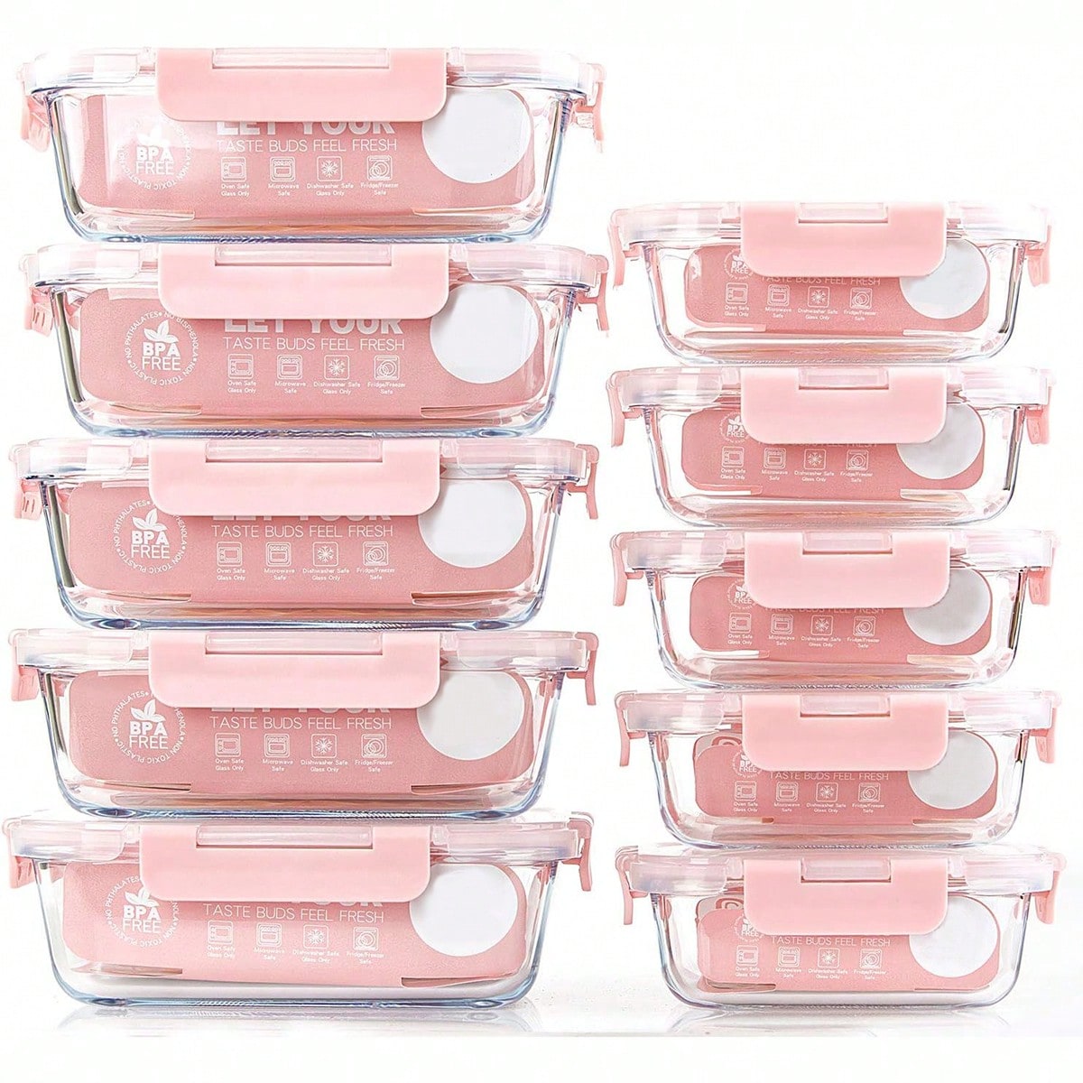 Food Storage Oven Safe - Paquete de 10 recipientes de vidrio