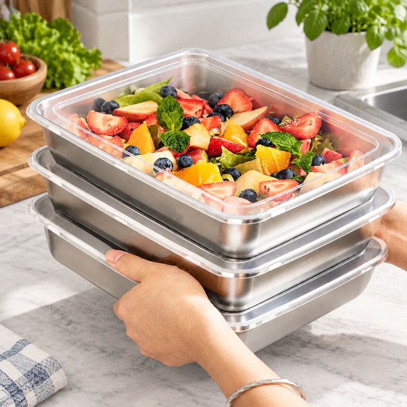 Food Storage Meals - Juego de 3 recipientes de acero