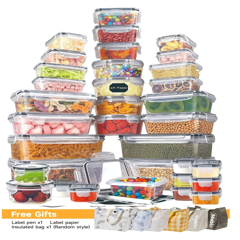 Food Storage Labels - Juego de 48 Recipientes para Almacenamiento