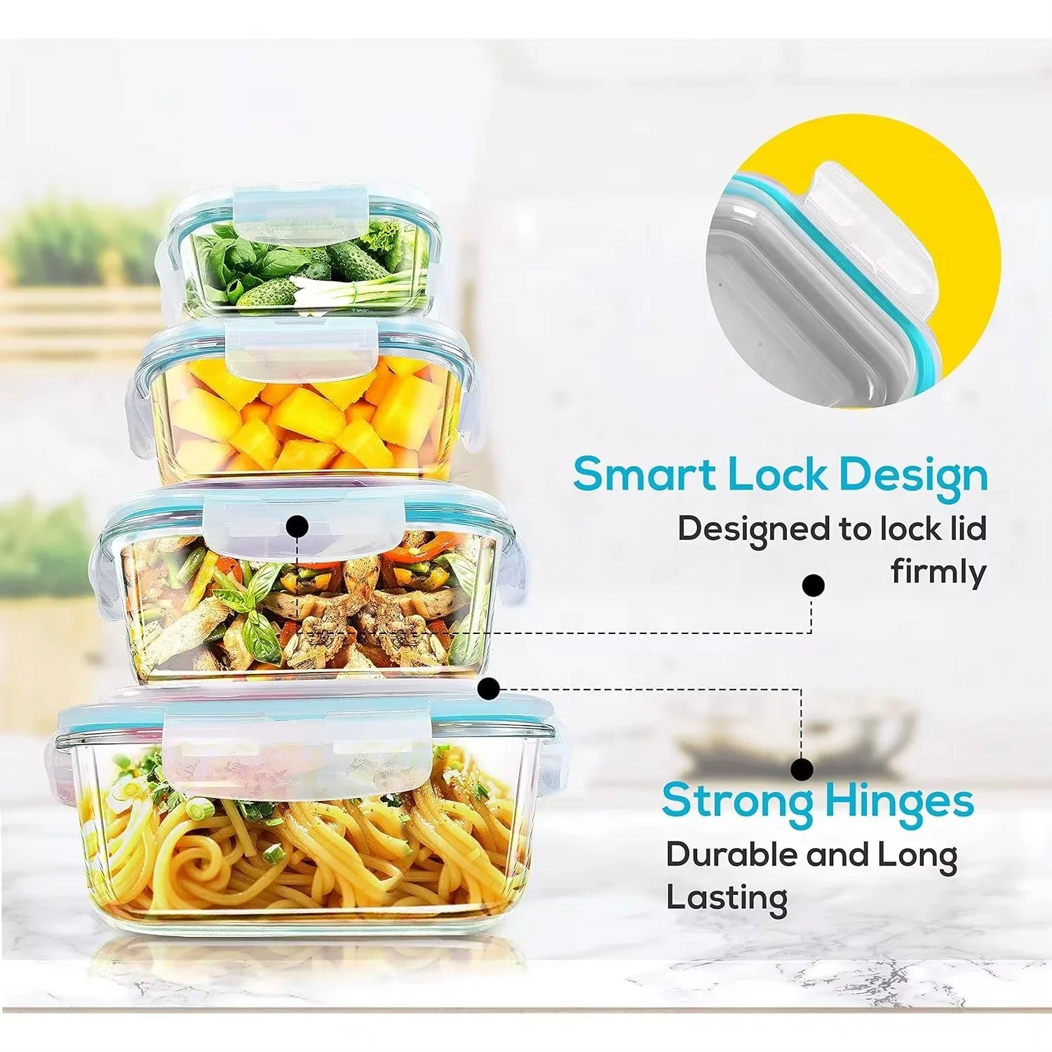 Fiambrera de vidrio, contenedo - Food Storage Oven Safe reseña y precio