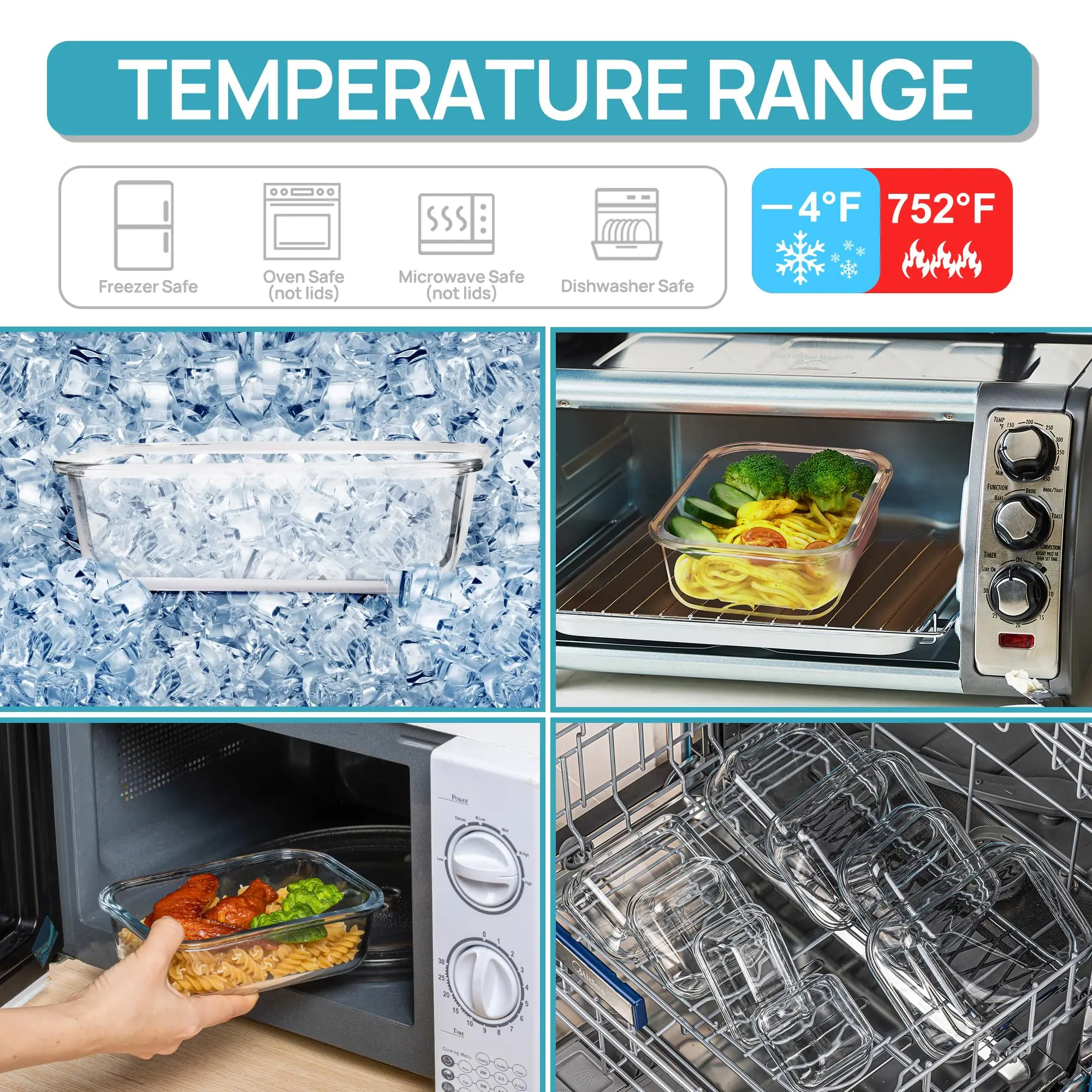 Fiambrera de vidrio, contenedo - Food Storage Oven Safe reseña y precio